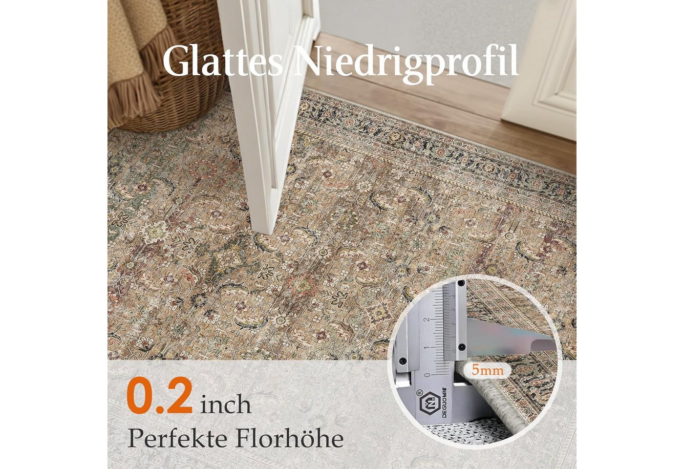 PURECOZY Teppich Wohnzimmerteppich, rutschfester Teppich, Retro-Stil, rechteckig, Höhe: 5 mm, geeignet für verschiedene Innenräume, 120x180cm – Bild 4 von 5