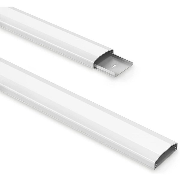 PureMounts Kabelkanal mit Klebeband + Schrauben/Dübel, aus Kunststoff, Länge: 50cm, Breite 6cm, Farbe: weiß