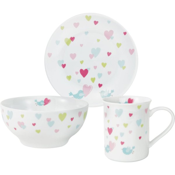 PURESIGNS Kindergeschirr-Set CORA (3-tlg), 1 Personen, Porzellan, Plastikfreier Essgenuss für die Kleinen
