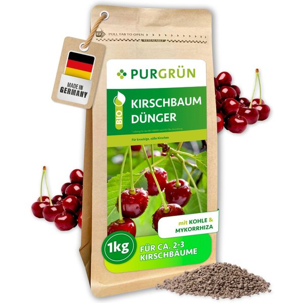 Purgrün Gartendünger Bio Kirschbaum Dünger, NPK 6+4+5, Magnesium, 1 kg, Granulat, 1-St., 1 kg