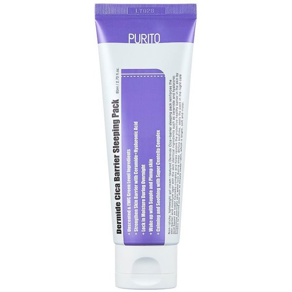 Purito Nachtcreme DERMIDE CICA BARRIER SLEEPING PACK, spendet Feuchtigkeit, stärkt und regeneriert die Hautbarriere.
