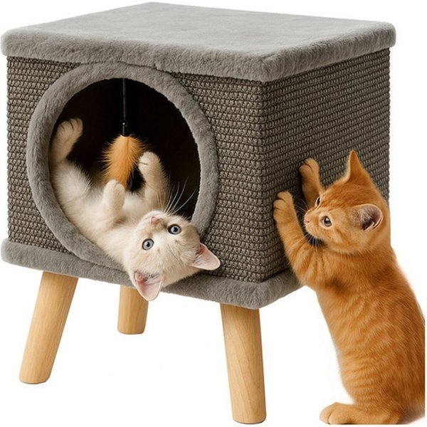 Purlov Katzenhaus Katzenbett Katzenkratzbaum Höhle, keine scharfen Kanten, sorgfältige Verarbeitung