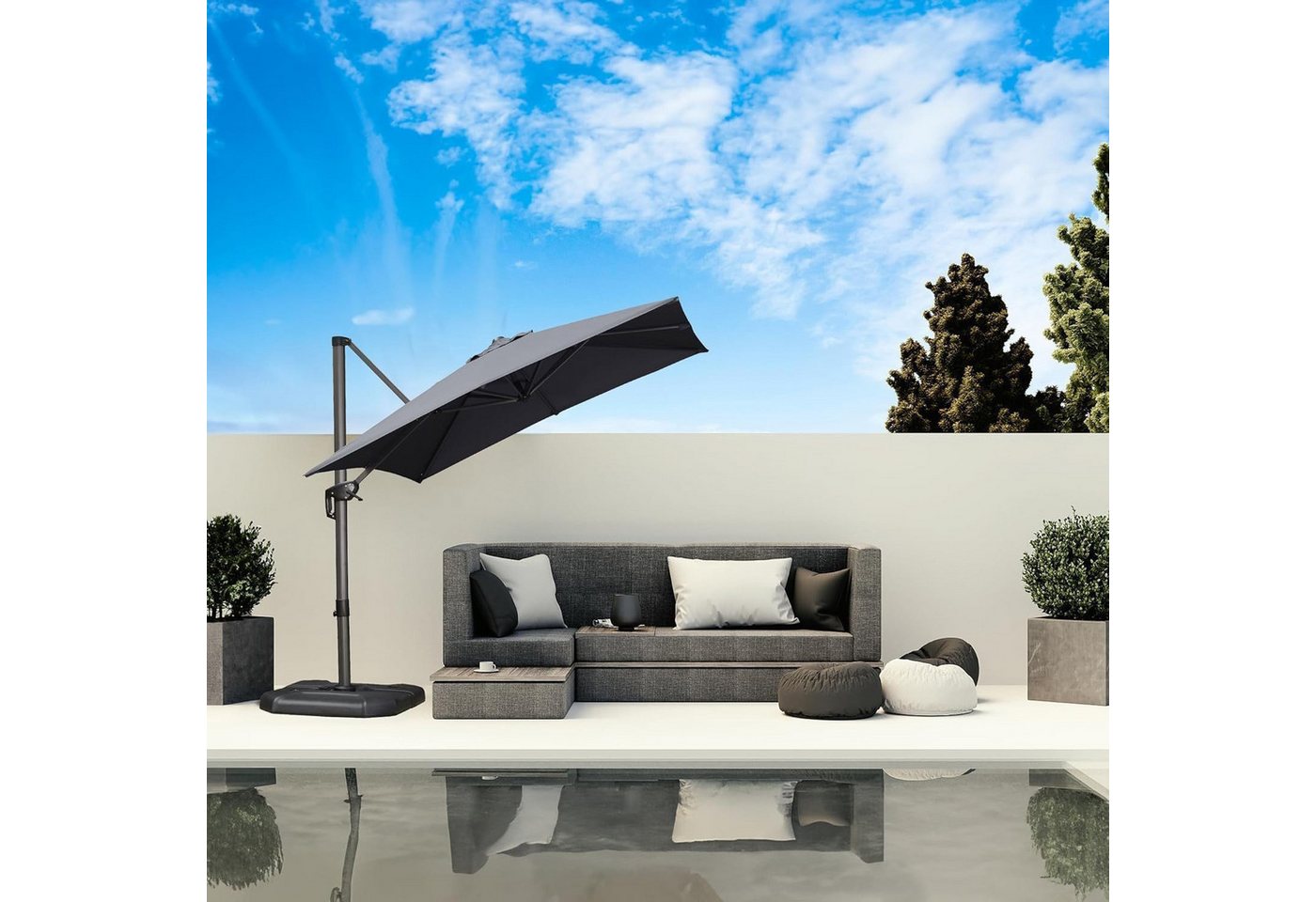PURPLE LEAF Sonnenschirm Quadratischer Terrassenschirm, Alu Balkonschirm, Groß Ampelschirm, LxB: 250,00x250,00 cm, 360°Rotation, Sonnenschutz UV50+, für Garten, – Bild 3 von 5