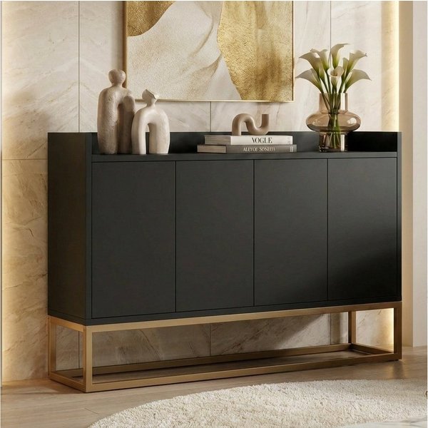PXloue Sideboard kommode Highboard, mit 4 Türen, Kommode Landhaus, Anrichte, Buffet, B 120cm