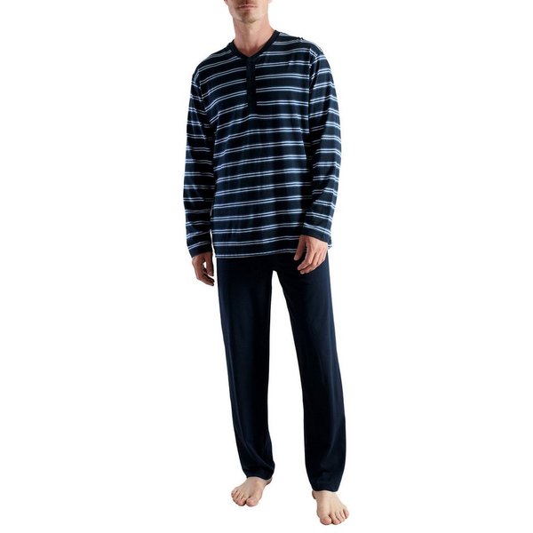 CECEBA Pyjama CECEBA Herren Pyjama blau quergestreift (1 tlg)