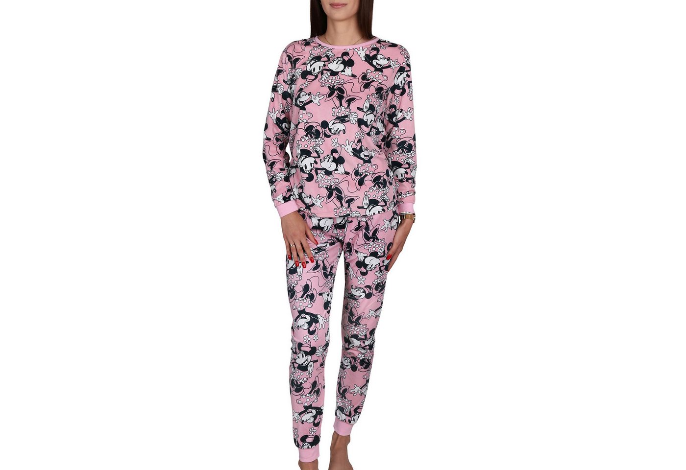 Disney Minnie Mouse Pyjama DISNEY Minnie Mouse, Damen-Pyjama zweiteilig aus Velours, langarm – Bild 2 von 5