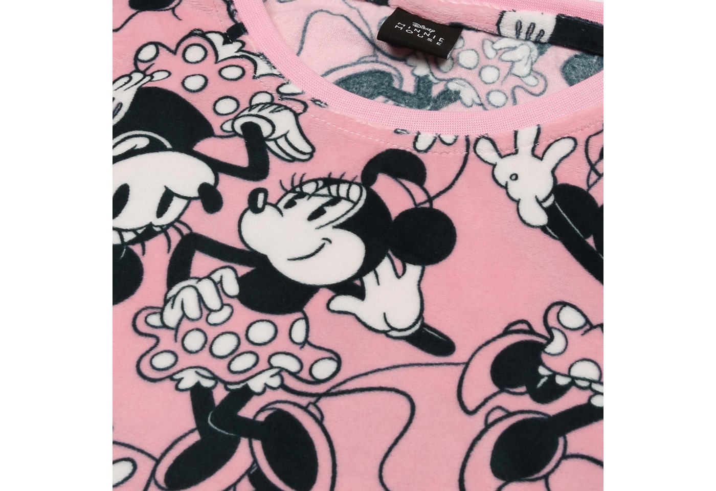 Disney Minnie Mouse Pyjama DISNEY Minnie Mouse, Damen-Pyjama zweiteilig aus Velours, langarm – Bild 3 von 5