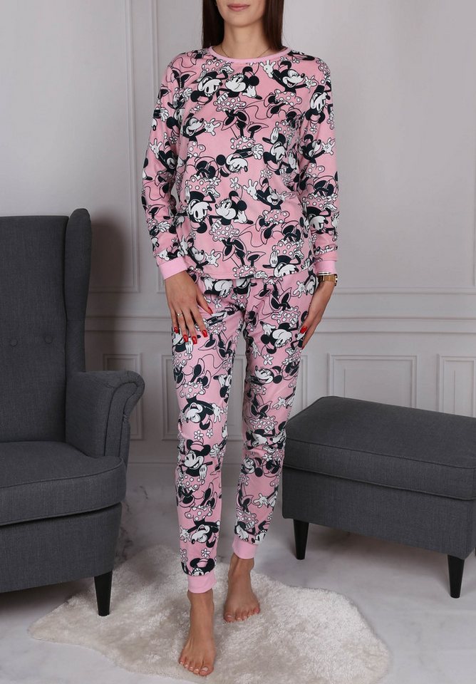 Disney Minnie Mouse Pyjama DISNEY Minnie Mouse, Damen-Pyjama zweiteilig aus Velours, langarm – Bild 5 von 5