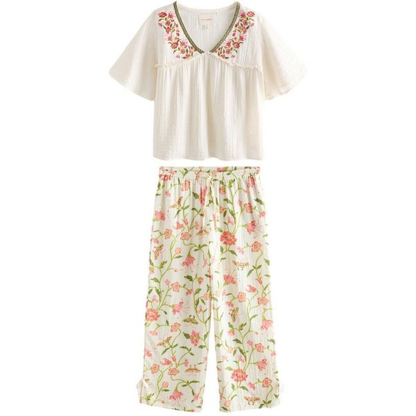 LAURA ASHLEY Pyjama Laura Ashley Schlafanzug aus Dobby-Baumwollgewebe (2 tlg)