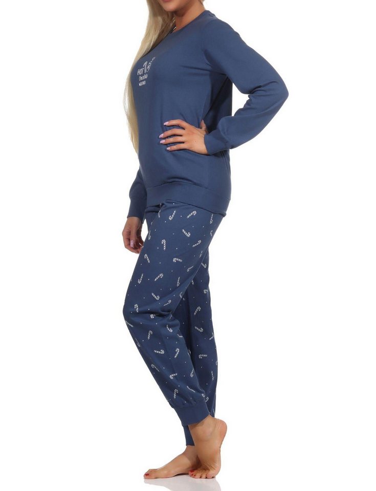 Normann Pyjama Normann Damen langarm Weihnachts Schlafanzug Pyjama mit Bündchen – Bild 2 von 5