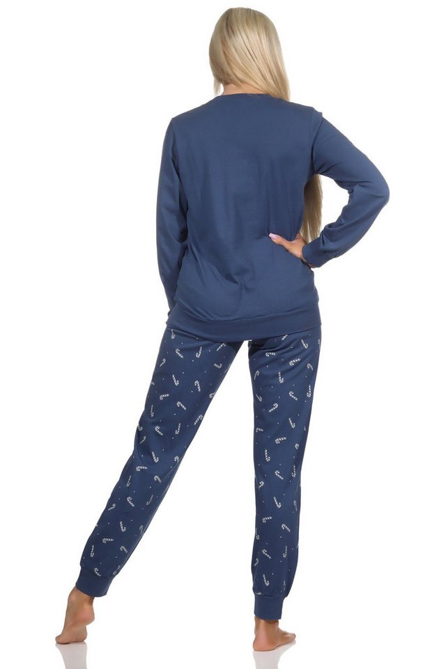 Normann Pyjama Normann Damen langarm Weihnachts Schlafanzug Pyjama mit Bündchen – Bild 3 von 5