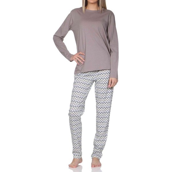 Normann Pyjama Normann Damen Schlafanzug, Pyjamahose in eleganten Zick Zack Design