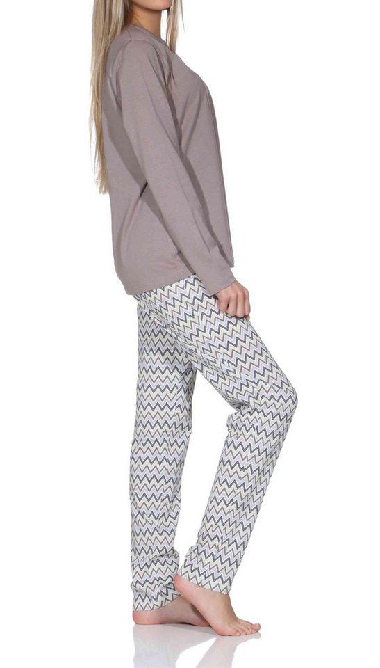 Normann Pyjama Normann Damen Schlafanzug, Pyjamahose in eleganten Zick Zack Design – Bild 2 von 5