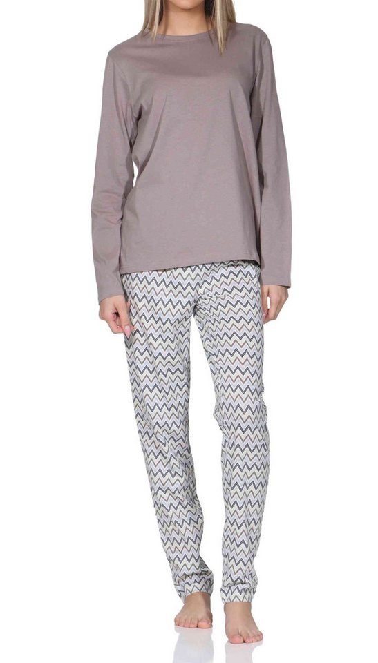 Normann Pyjama Normann Damen Schlafanzug, Pyjamahose in eleganten Zick Zack Design – Bild 3 von 5