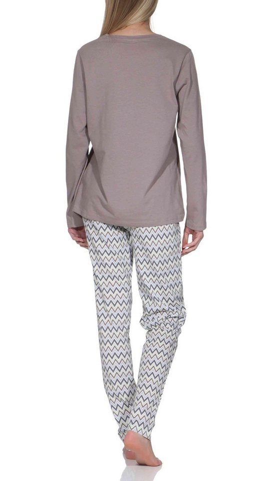 Normann Pyjama Normann Damen Schlafanzug, Pyjamahose in eleganten Zick Zack Design – Bild 4 von 5