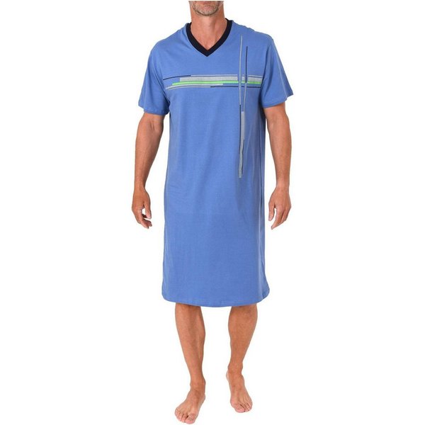 Normann Pyjama Normann Herren kurzarm Nachthemd mit eleganten Frontprint