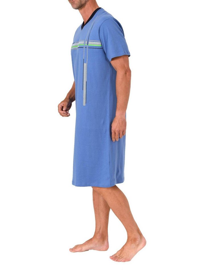 Normann Pyjama Normann Herren kurzarm Nachthemd mit eleganten Frontprint – Bild 3 von 5