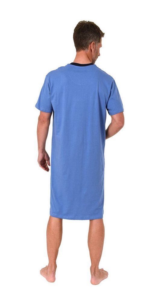 Normann Pyjama Normann Herren kurzarm Nachthemd mit eleganten Frontprint – Bild 4 von 5