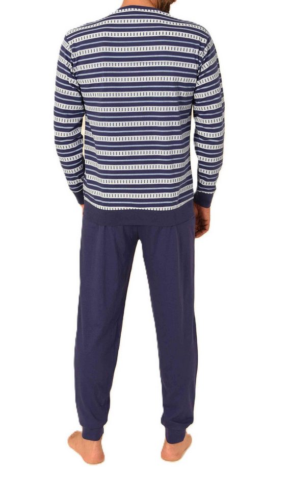 Normann Pyjama Normann Herren langarm Pyjama mit Bündchen in eleganter Streifenoptik – Bild 3 von 4