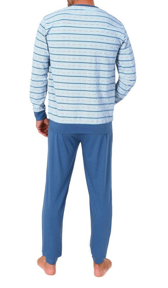 Normann Pyjama Normann Herren langarm Pyjama mit Bündchen in eleganter Streifenoptik – Bild 3 von 4