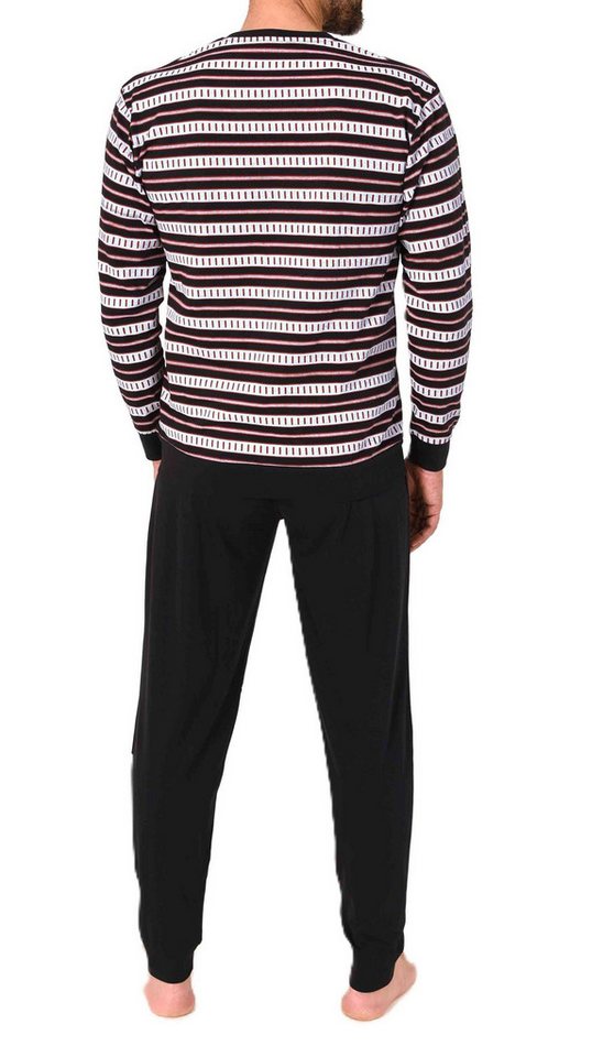 Normann Pyjama Normann Herren langarm Pyjama mit Bündchen in eleganter Streifenoptik – Bild 3 von 4
