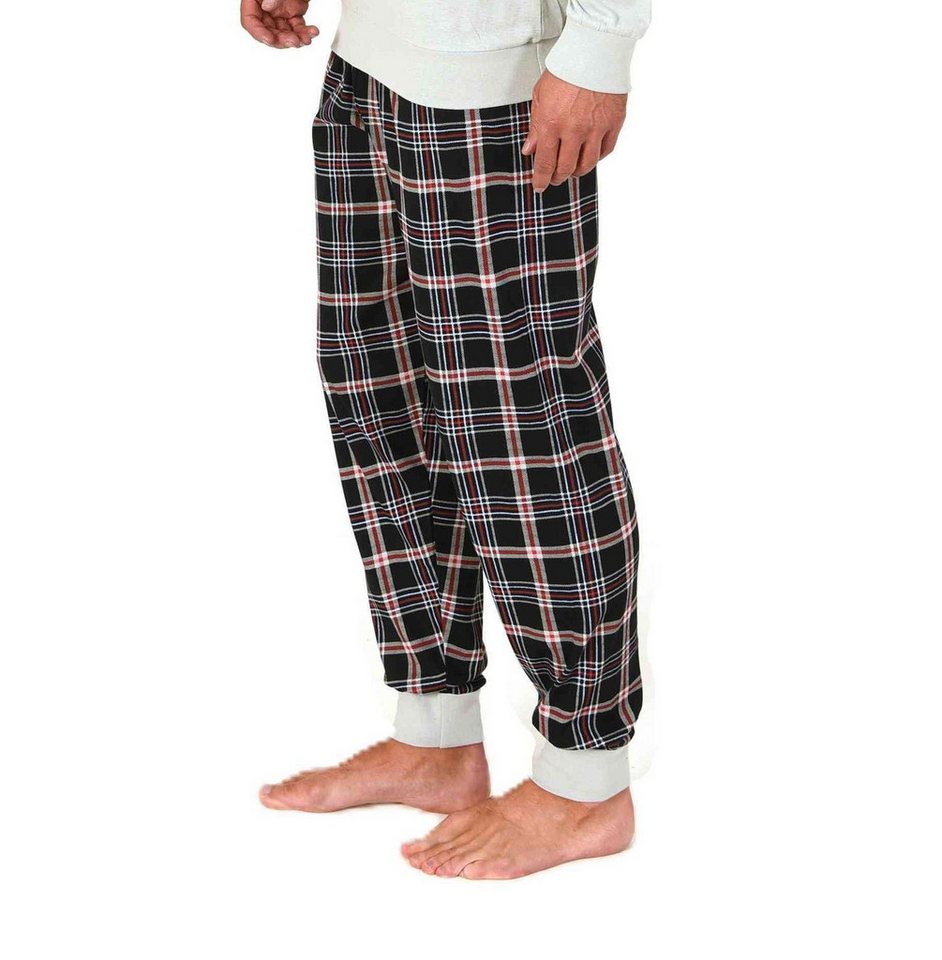 Normann Pyjama Normann Herren langarm Schlafanzug mit Bündchen + Karohose aus Jersey – Bild 2 von 4