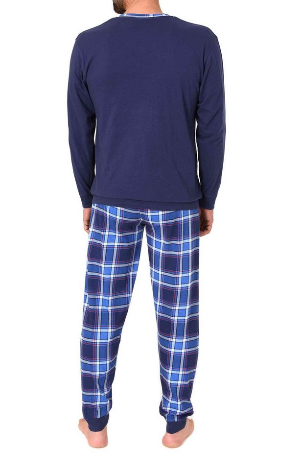 Normann Pyjama Normann Herren langarm Schlafanzug mit Bündchen + Karohose aus Jersey – Bild 3 von 5