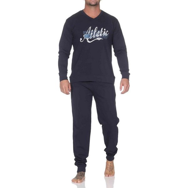 Normann Pyjama Normann Herren langarm Schlafanzug mit Bündchen Pyjama mit Frontprint