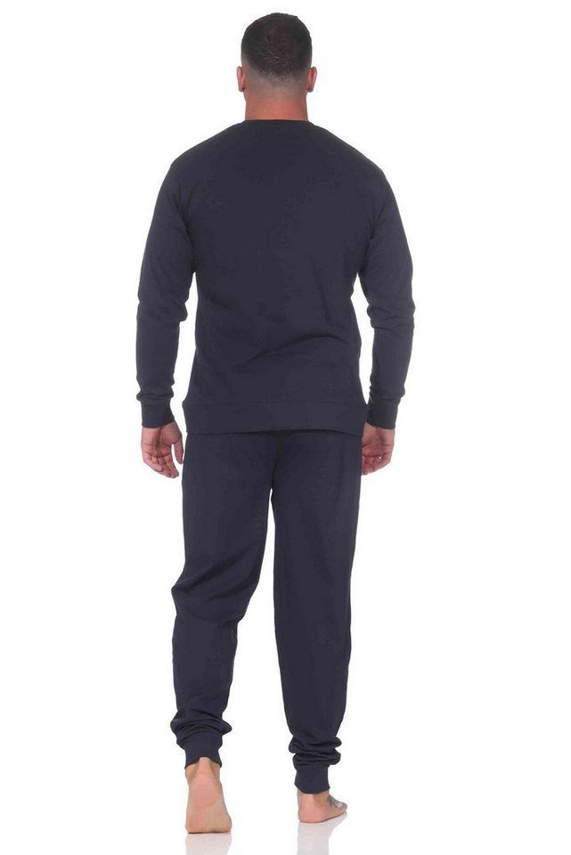 Normann Pyjama Normann Herren langarm Schlafanzug mit Bündchen Pyjama mit Frontprint – Bild 3 von 3