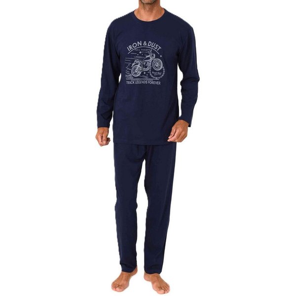 Normann Pyjama Normann Herren langarm Schlafanzug Pyjama mit Frontprint