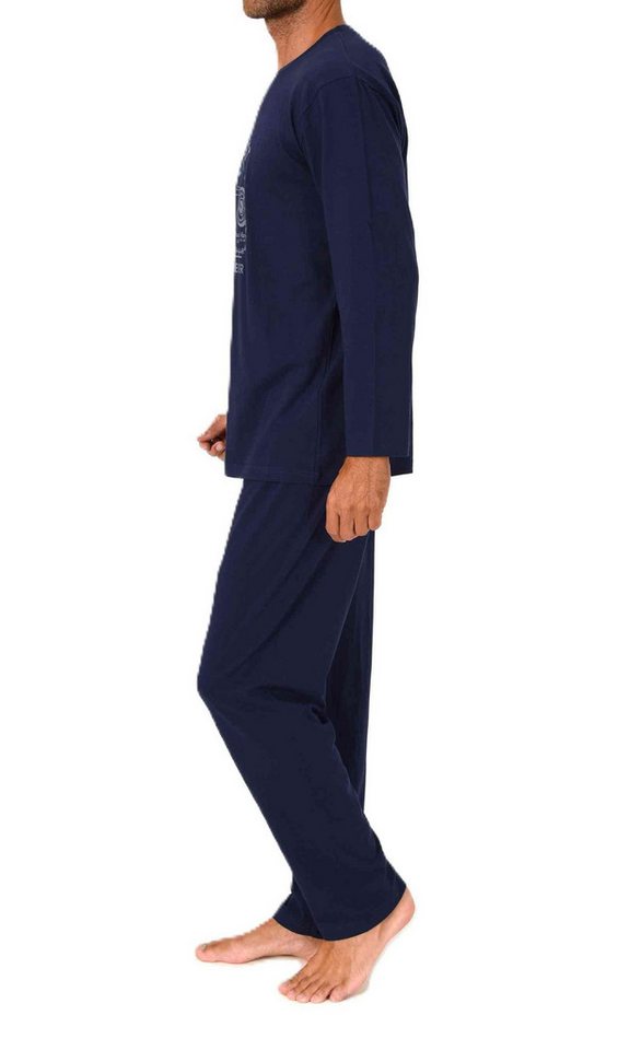 Normann Pyjama Normann Herren langarm Schlafanzug Pyjama mit Frontprint – Bild 2 von 4