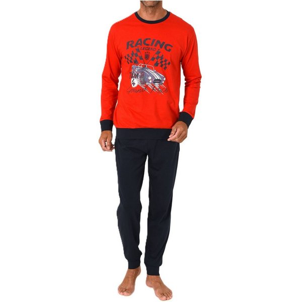 Normann Pyjama Normann Herren langarm Schlafanzug Pyjama mit Frontprint