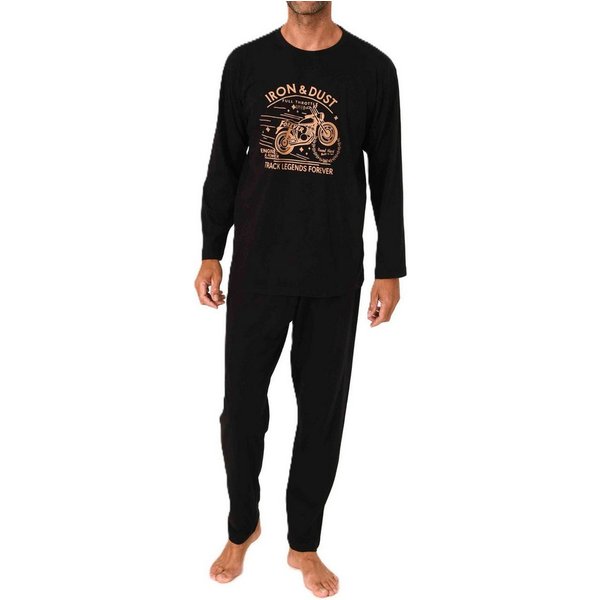 Normann Pyjama Normann Herren langarm Schlafanzug Pyjama mit Frontprint