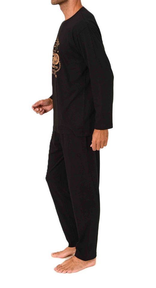 Normann Pyjama Normann Herren langarm Schlafanzug Pyjama mit Frontprint – Bild 2 von 4