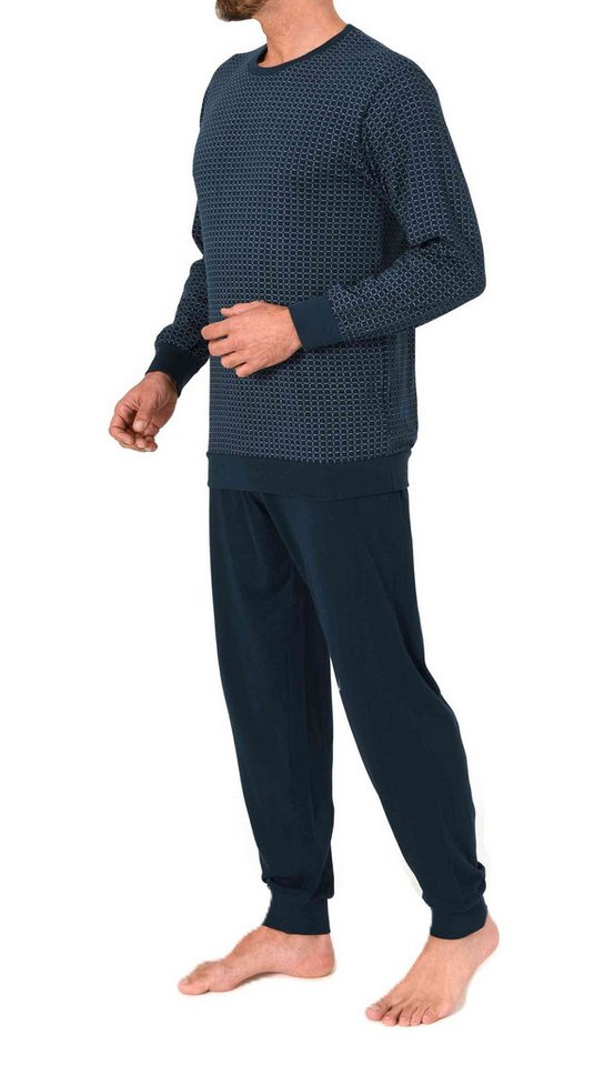 Normann Pyjama Normann Herren Schlafanzug langarm mit Bündchen – Bild 2 von 4