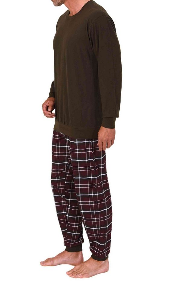 Normann Pyjama Normann Herren Schlafanzug mit Bündchen, karierte Jersey Pyjamahose – Bild 2 von 4