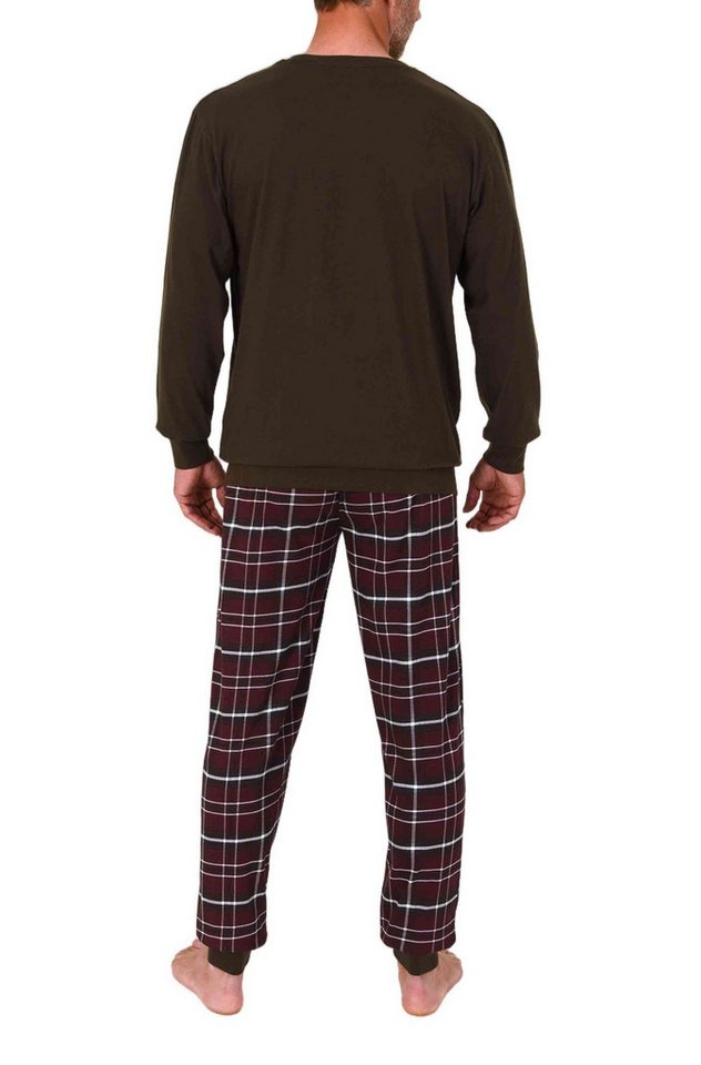Normann Pyjama Normann Herren Schlafanzug mit Bündchen, karierte Jersey Pyjamahose – Bild 3 von 4