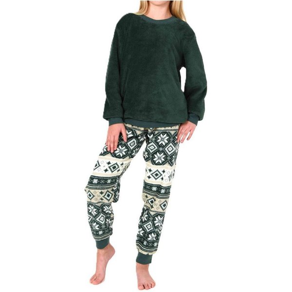 Normann Pyjama Normann Mädchen Schlafanzug langarm mit Bündchen aus Coralfleece