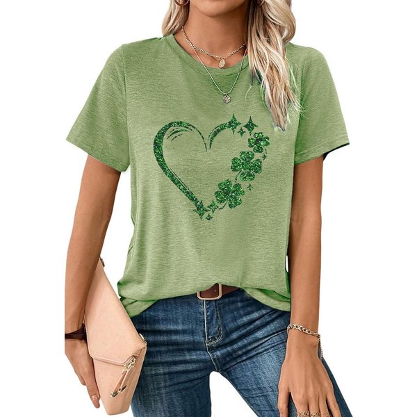 PYLIKE Rundhalsshirt Damen bequemes Basic Rundhalsshirt mit Kurzarm t shirt Bequem für Freizeit und Büro,Strandurlaub