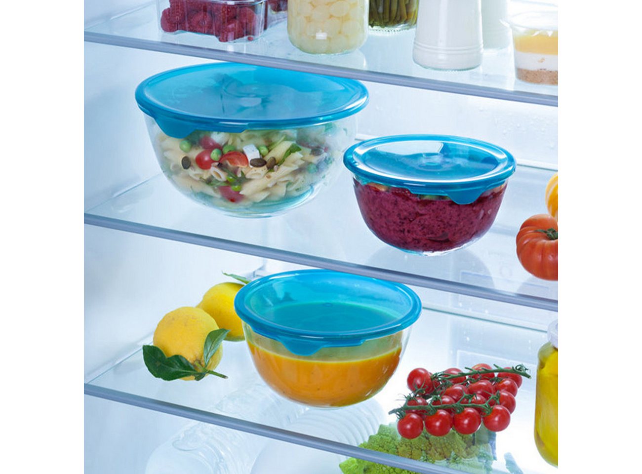PYREX Frischhaltedose Cook & Enjoy, Borosilikatglas, (Schüssel-Set, 5-tlg., 0,5/1/2,3 l), luftdicht, stapelbar, mikrowellengeeignet – Bild 3 von 5