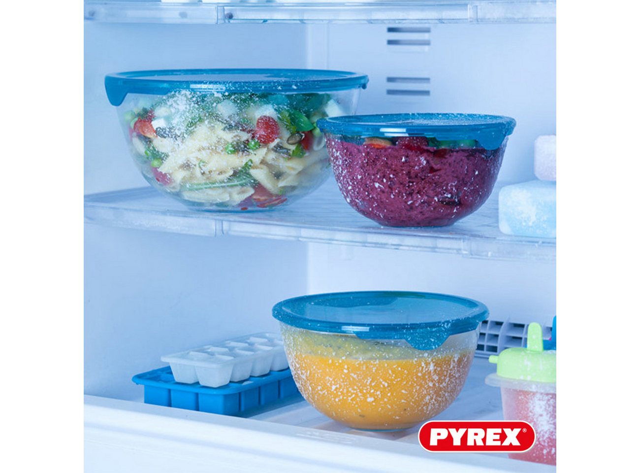 PYREX Frischhaltedose Cook & Enjoy, Borosilikatglas, (Schüssel-Set, 5-tlg., 0,5/1/2,3 l), luftdicht, stapelbar, mikrowellengeeignet – Bild 5 von 5