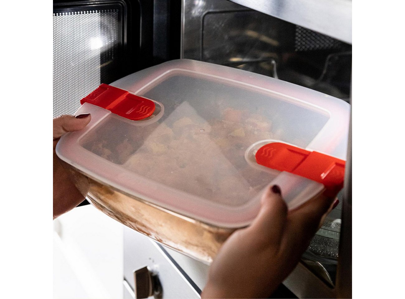 PYREX Frischhaltedose Cook & Heat, Borosilikatglas, (Frischhaltedosen-Set, 5-tlg., rund, quadratisch & rechteckig, 0,3–2,5 l), mit Ventil, luftdicht, auslaufsic – Bild 3 von 5