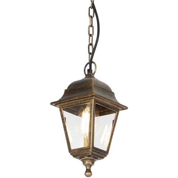 Qazqa Außen-Deckenleuchte Capital, ohne Leuchtmittel, Warmweiß, QAZQA Außen Hän ge leuchte, e27, Gold, Kunststoff, Industrie