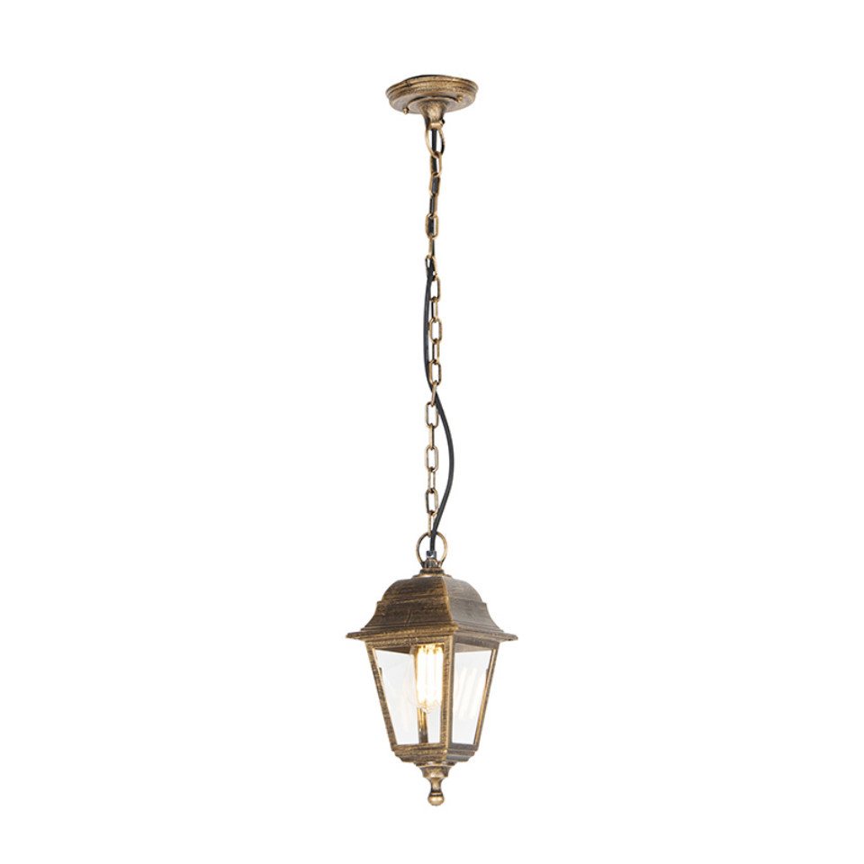 Qazqa Außen-Deckenleuchte Capital, ohne Leuchtmittel, Warmweiß, QAZQA Außen Hän ge leuchte, e27, Gold, Kunststoff, Industrie – Bild 3 von 5