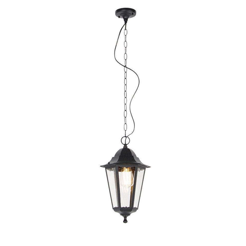 Qazqa Außen-Deckenleuchte Havana, ohne Leuchtmittel, Kaltweiß, QAZQA Außen Hän ge leuchte, e27, Schwarz, Aluminium, classic-antique – Bild 3 von 5