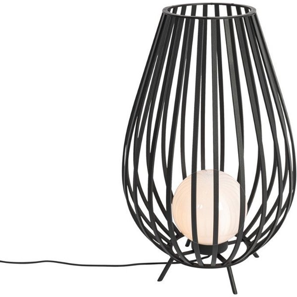 Qazqa Außen-Stehlampe Angela, Smarte Leuchte, ohne Leuchtmittel, Warmweiß, QAZQA Außen Boden leuchte, e27, Schwarz, Stahl, Design