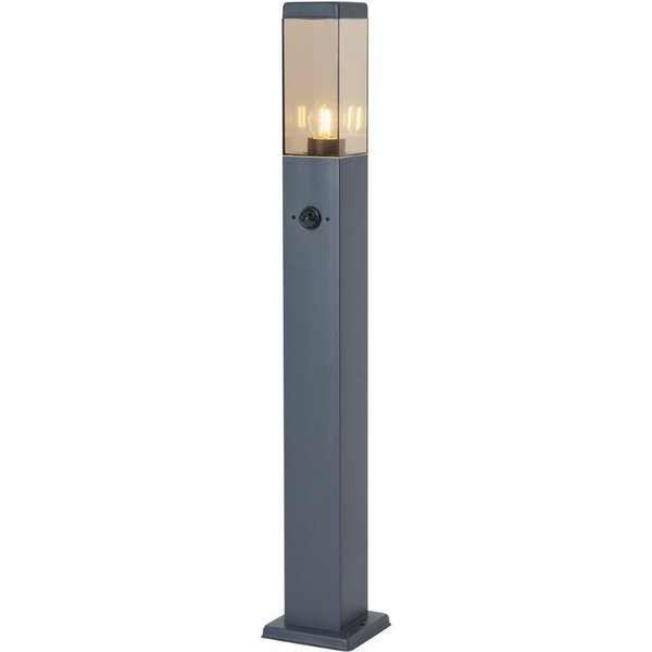 Qazqa Außen-Stehlampe Malios, ohne Leuchtmittel, Warmweiß, QAZQA Außen poller leuchte, e27, Dunkelgrau, Edelstahl, Modern