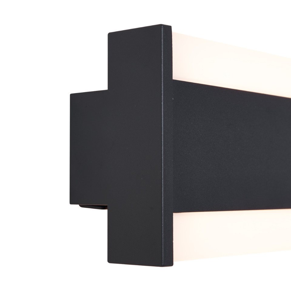 Qazqa Außen-Wandleuchte Vanya, LED fest integriert, Extra-Warmweiß, QAZQA Außen Wand leuchte, integrated, Schwarz, Stahl, Modern – Bild 3 von 5