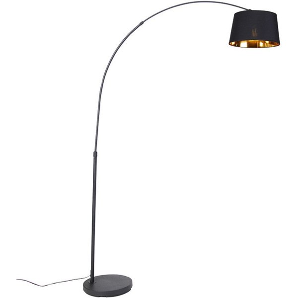 Qazqa Bogenlampe Arc-basic, ohne Leuchtmittel, Warmweiß, QAZQA Bogen lampe, e27, Schwarz, Stahl, Modern