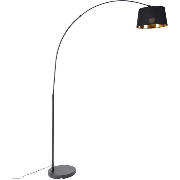 Qazqa Bogenlampe Arc, Dimmbar, LED wechselbar, Extra-Warmweiß, QAZQA Bogen lampe, e27, Schwarz, Stahl, Modern